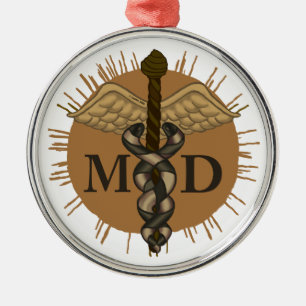 Caduceus MD Doctor Metal Ornament