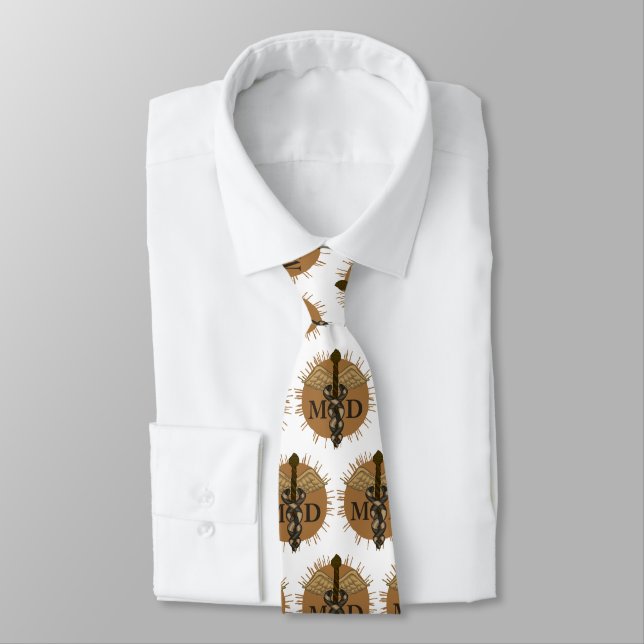 Caduceus MD doctor  Neck Tie (Tied)