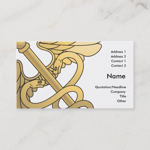 Customizable caduceus medical business card design
