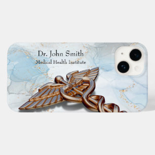Caduceus Medical Copper Rose Gold Luxury Marble Case-Mate iPhone 14 Case