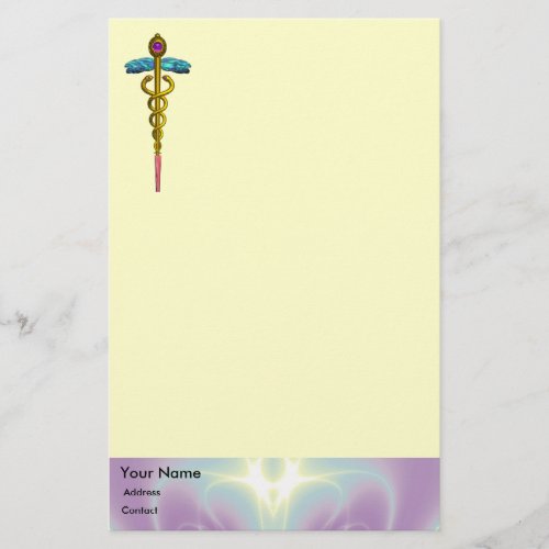 CADUCEUS  Medical Cream Purple Blue Stationery