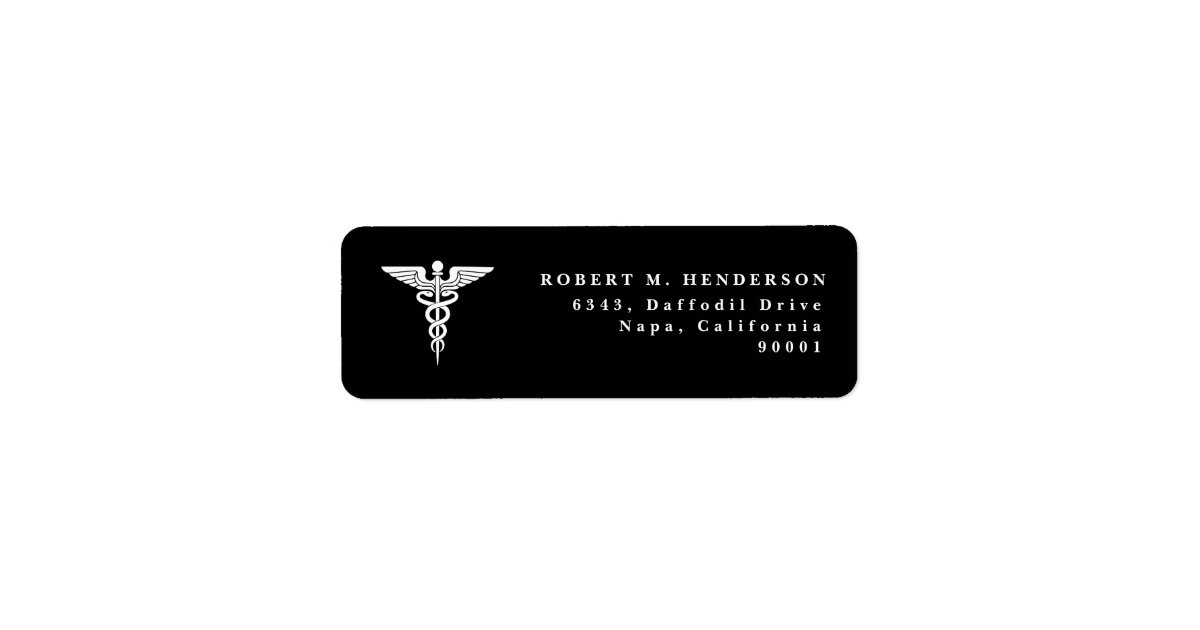 Addressdoctor Logo Caduceus Medical Doctor Black Return Address Label | Zazzle