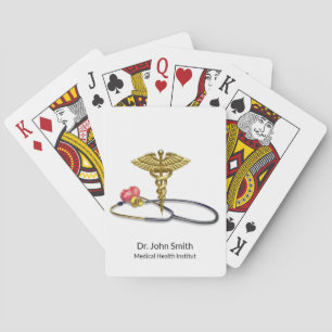 Caduceus Medical Gold & Stethoscope with Heart Poker Cards