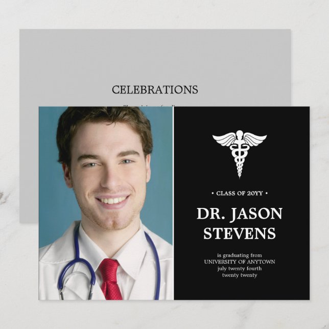 Caduceus Medical Graduation Announcement (Front/Back)
