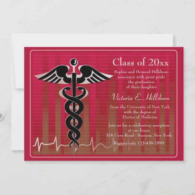 Caduceus Medical Graduation Invitation (Front)