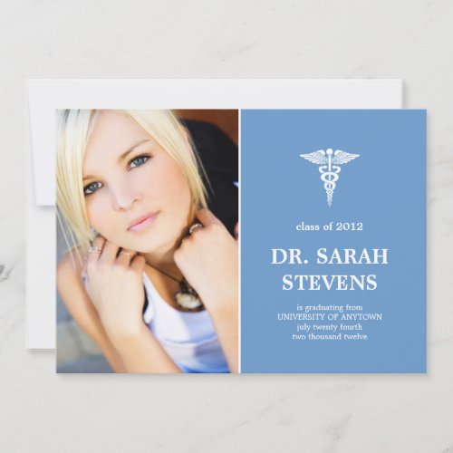 Caduceus Medical Graduation Photo Invitation