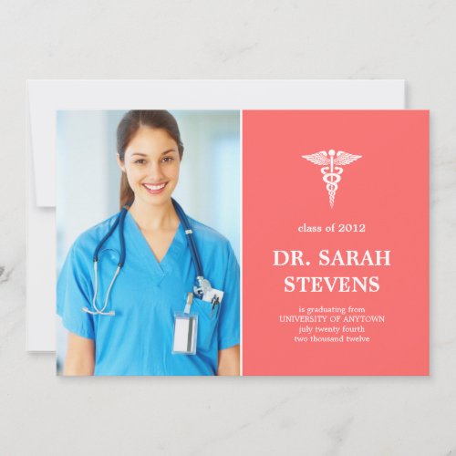 Caduceus Medical Graduation Photo Invitation