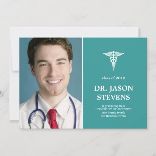 Caduceus Medical Graduation Photo Invitation