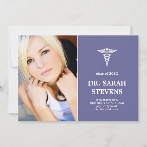 Caduceus Medical Graduation Photo Invitation