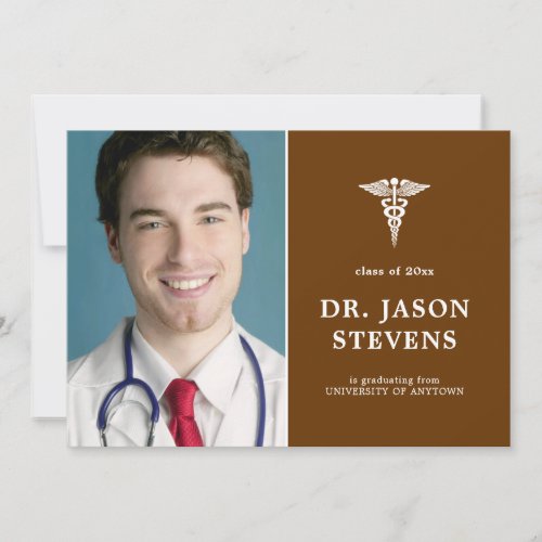 Caduceus Medical Graduation Photo Invitation