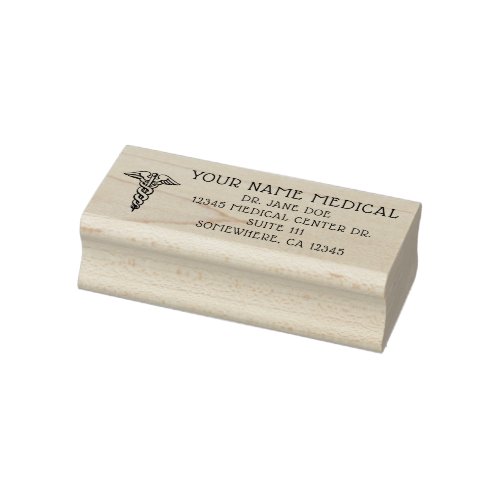 Caduceus Medical Proffessional Return Address Rubber Stamp