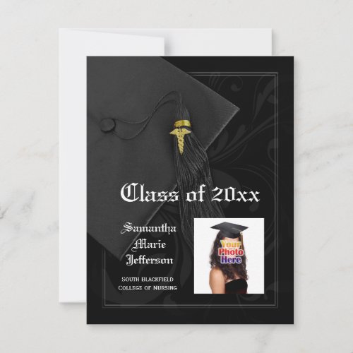 Caduceus Medical School or Nurse Photo Graduation Personalized Invitations