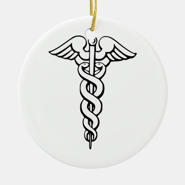 Caduceus Medical Symbol Ceramic Ornament (Front)