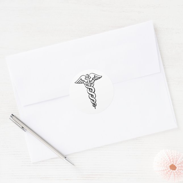 Caduceus Medical Symbol Classic Round Sticker (Envelope)
