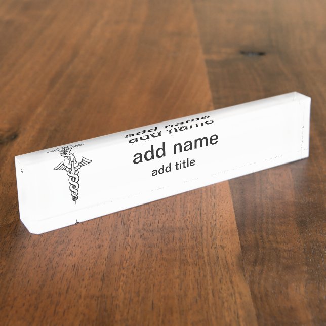 Caduceus Medical Symbol Desk Name Plate (Side)