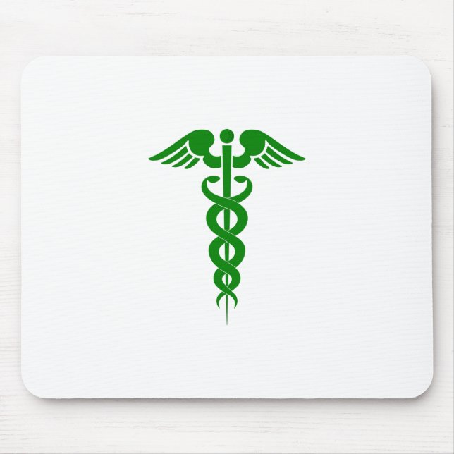 Caduceus Medical Symbol Green Mouse Pad (Front)