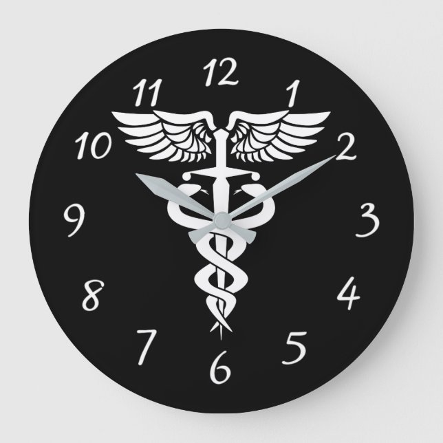 Caduceus medical symbol large clock (Front)