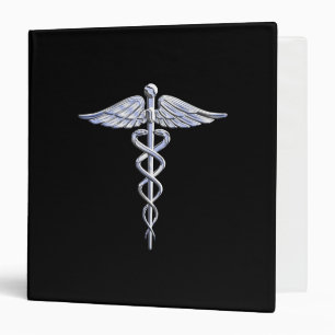 Caduceus Medical Symbol on Black Binder
