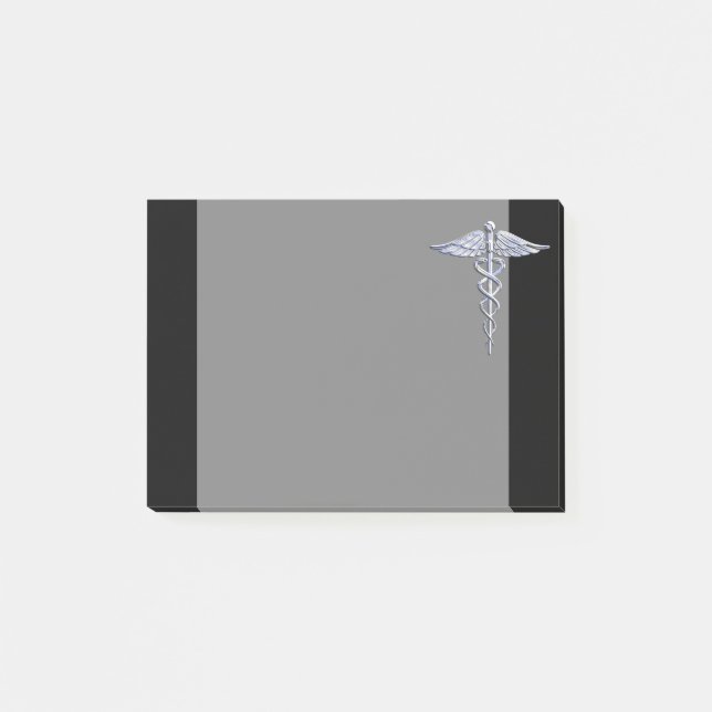 Caduceus Medical Symbol on Black Post-it Notes (Front)