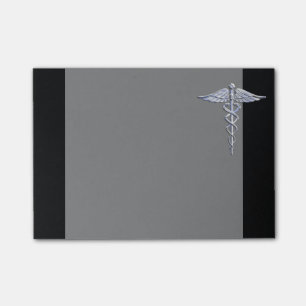 Caduceus Medical Symbol on Black Post-it Notes