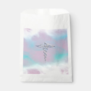 Caduceus Medical Symbol on Mother Pearl Decor Favor Bag