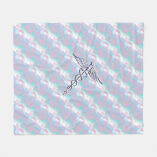 Caduceus Medical Symbol on Mother Pearl Decor Fleece Blanket