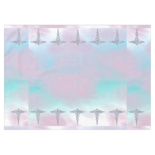 Caduceus Medical Symbol on Mother Pearl Decor Tablecloth