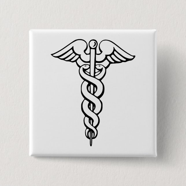 Caduceus Medical Symbol Pinback Button (Front)