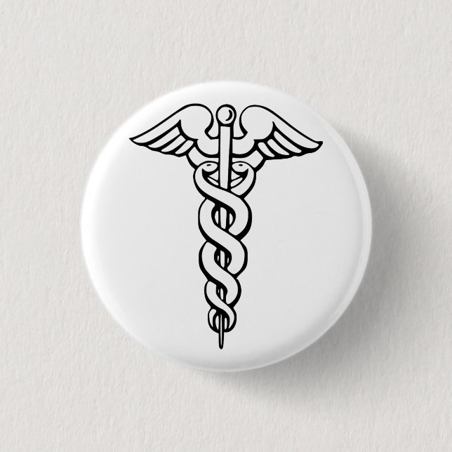 Caduceus Medical Symbol Pinback Button (Front)