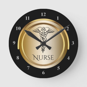 Caduceus Medical Symbol Registered Nurses LPN RN Round Clock