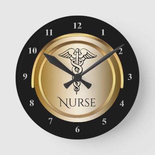 Caduceus Medical Symbol  Registered Nurses LPN RN Round Clock