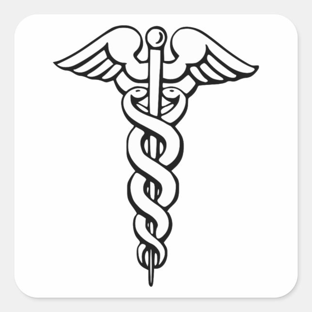Caduceus Medical Symbol Square Sticker (Front)