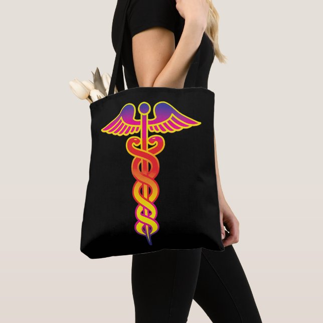 caduceus medical symbol tote bag (Close Up)
