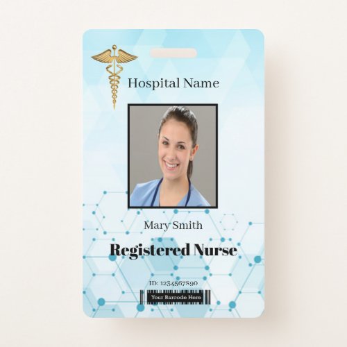 Caduceus Molecule Medical Vertical Photo ID Badge