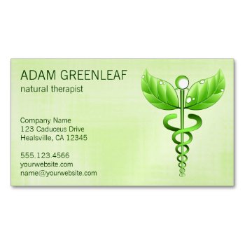Caduceus Natural Therapist Business Card Magnet by sunnymars at Zazzle