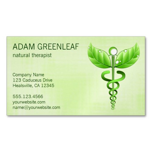Caduceus Natural Therapist Business Card Magnet