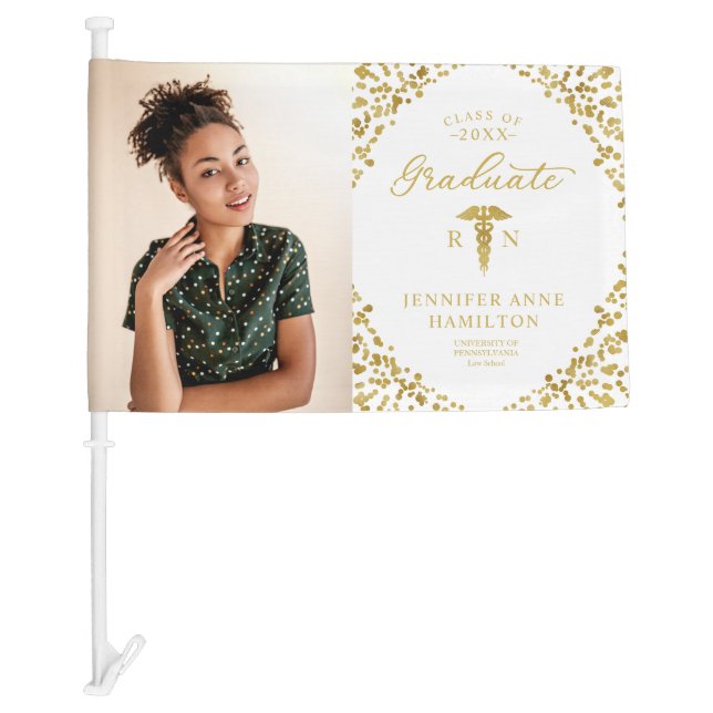 Caduceus Nurse Medical School Graduation Car Flag (Front)