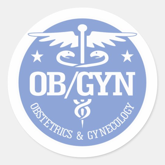 Caduceus OBGYN gift ideas Classic Round Sticker | Zazzle.com