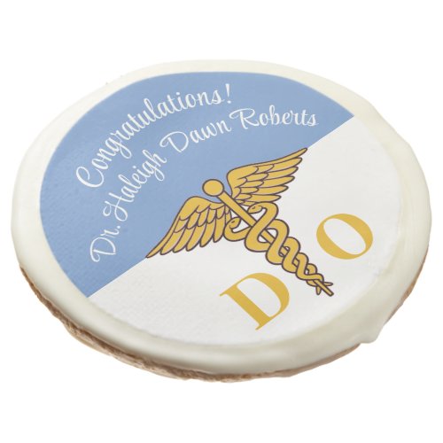 Caduceus Pale BlueWhite Medical School Graduation Sugar Cookie