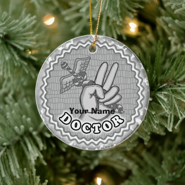 Caduceus peace doctor  ceramic ornament (Tree)
