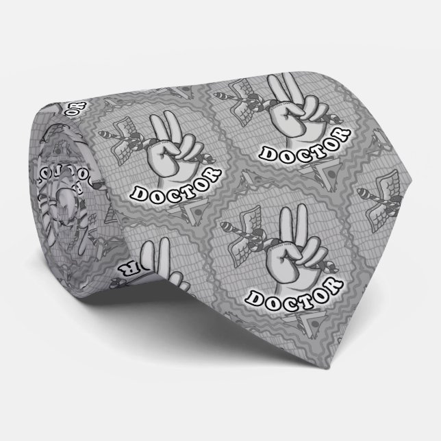 Caduceus Peace doctor  Neck Tie (Rolled)