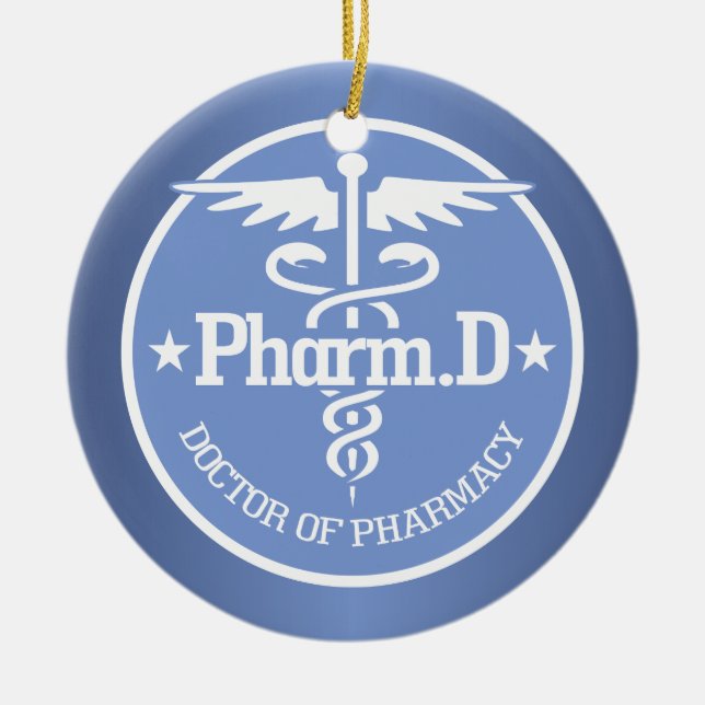 Caduceus PharmD 2 Ceramic Ornament (Front)