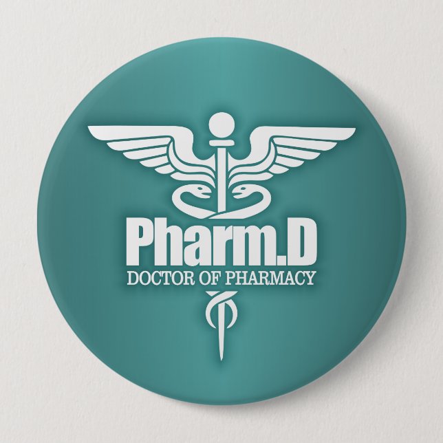 Caduceus PharmD 3 Pinback Button (Front)