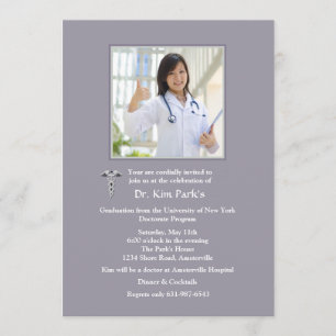 Caduceus Photo Graduation Invitation