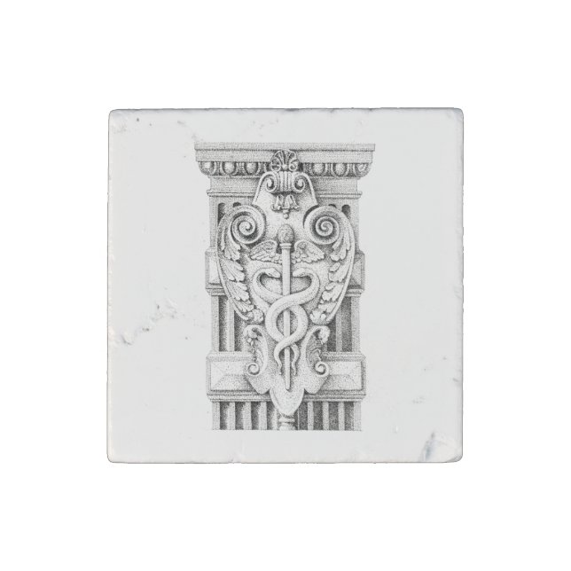 CADUCEUS Primed Marble Stone Magnet (Front)