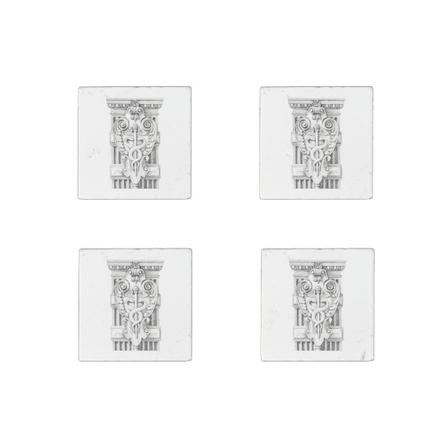 CADUCEUS Primed Marble Stone Magnets (4) (Front)