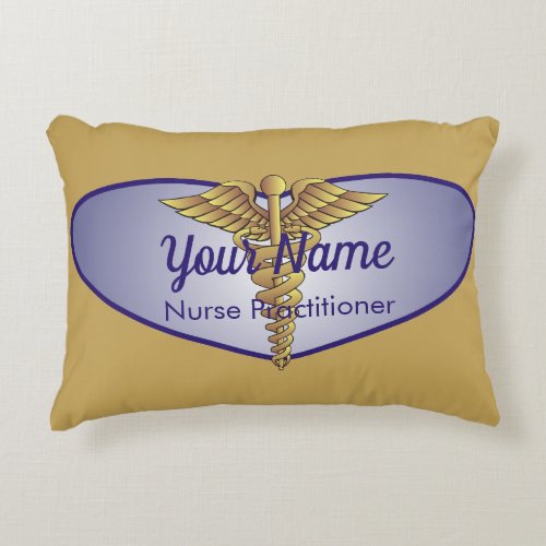 Caduceus Purple Heart Personalized Nurse Accent Pillow