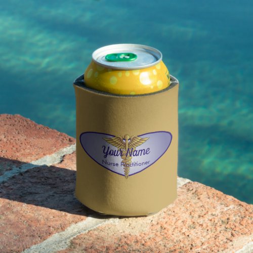 Caduceus Purple Heart Personalized Nurse Can Cooler