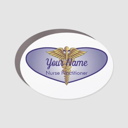 Caduceus Purple Heart Personalized Nurse Car Magnet