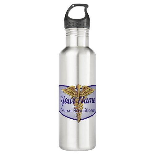 Caduceus Purple Heart Personalized Nurse Stainless Steel Water Bottle